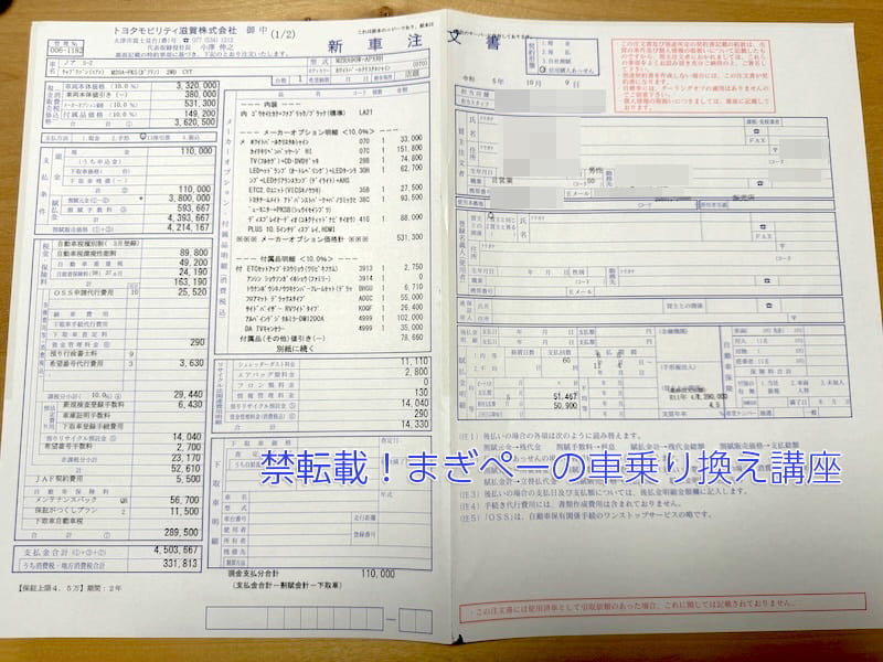 新型ノアの契約書